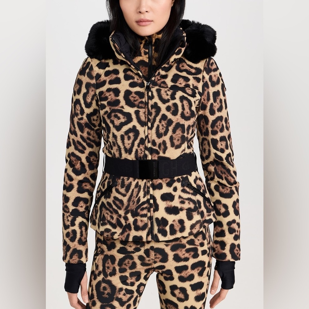 NWT Goldbergh Felis Down Ski Jacket 8 Jaguar Belted M Leopard NEW Puffer Jungle